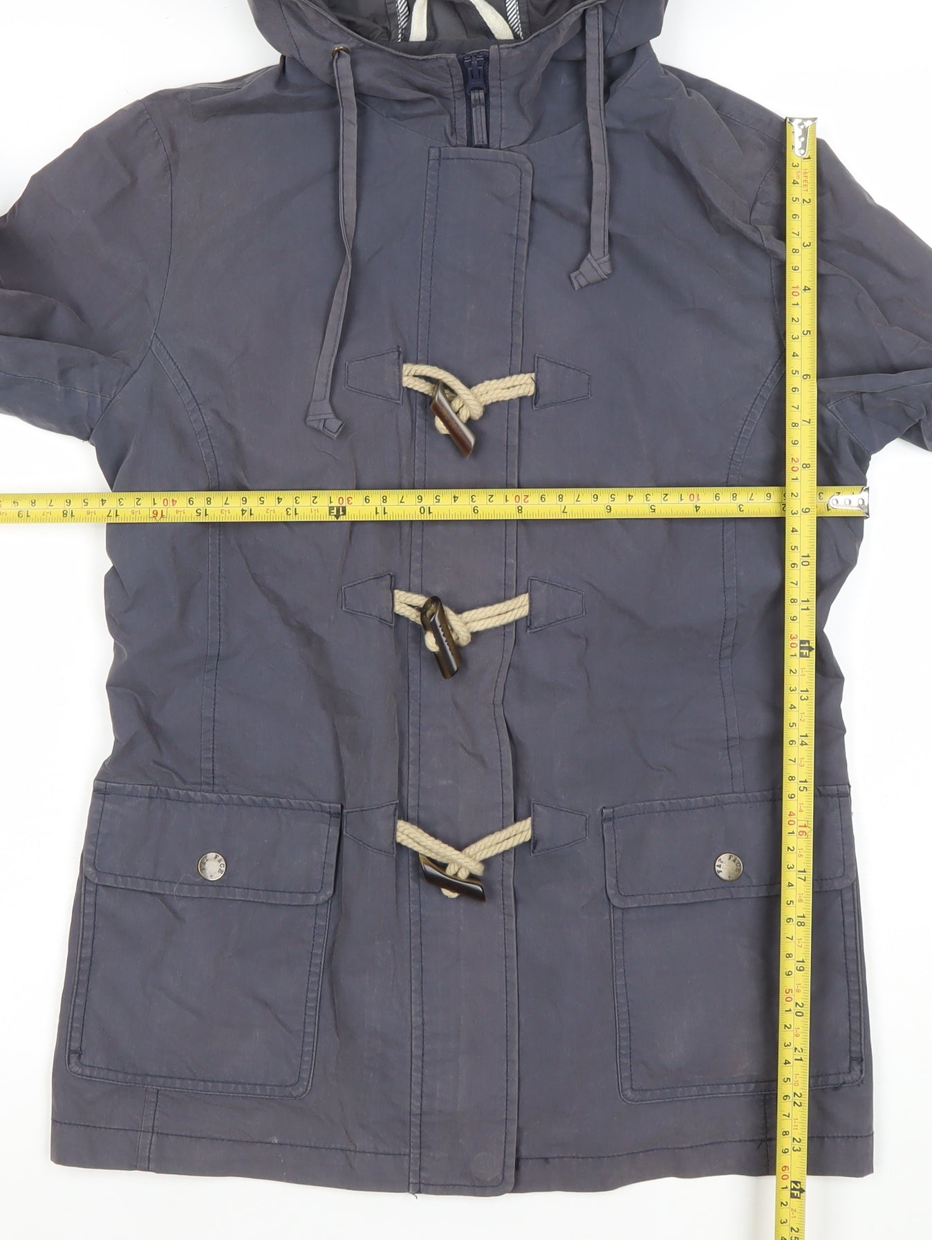 Womens UK Size 10 Fat Face Blue Duffle Coat