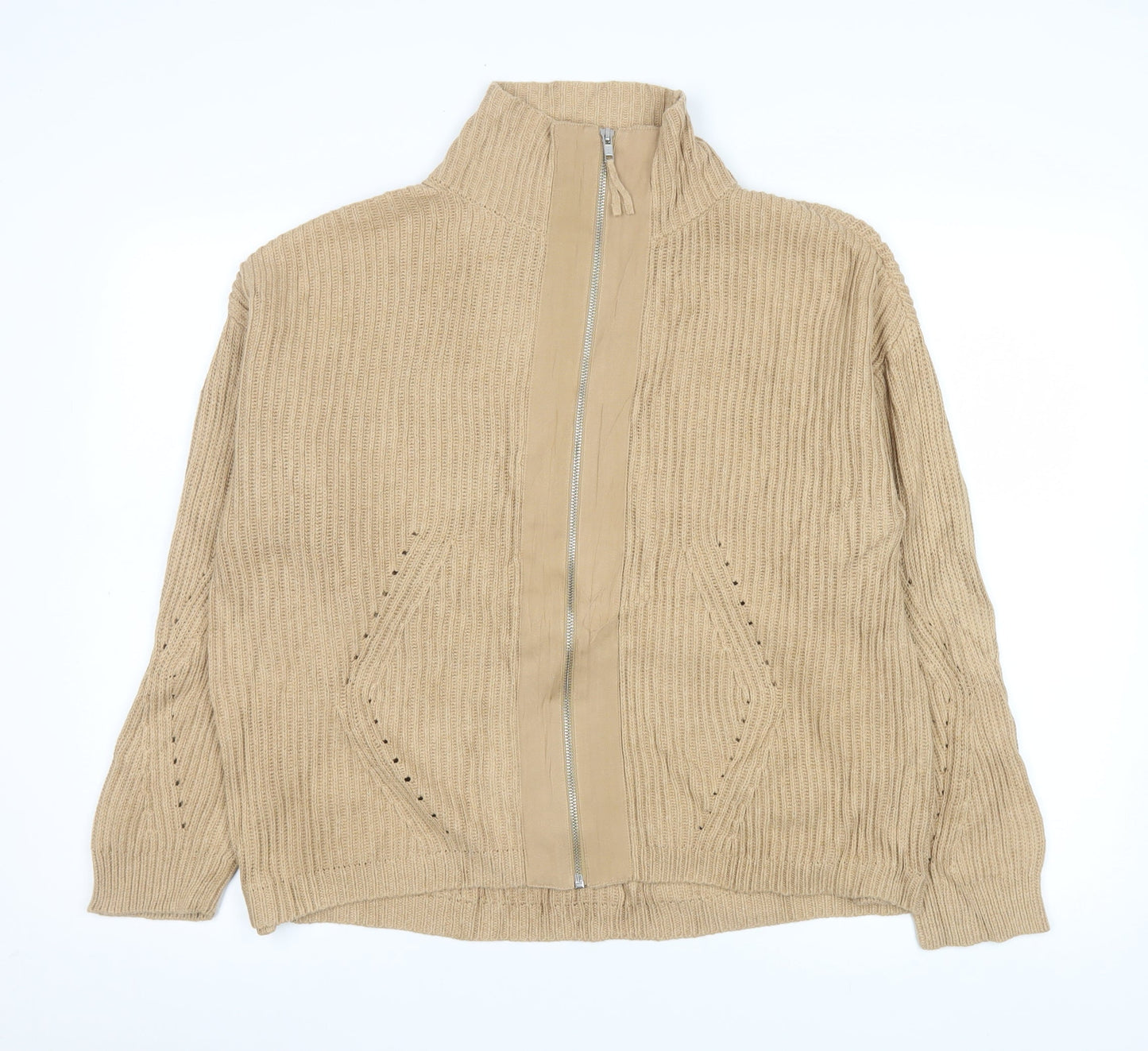 Unisex Adults UK Size M Wrap London Beige Full Zip Jumper
