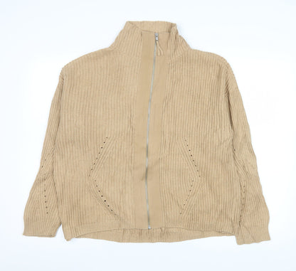 Unisex Adults UK Size M Wrap London Beige Full Zip Jumper