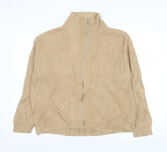 Unisex Adults UK Size M Wrap London Beige Full Zip Jumper