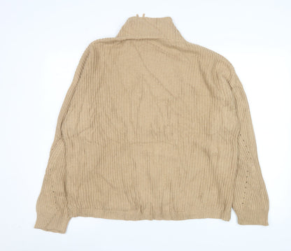Unisex Adults UK Size M Wrap London Beige Full Zip Jumper