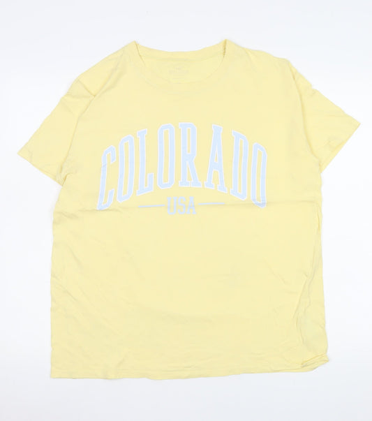 Womens UK Size M Hollister Yellow Basic T-Shirt