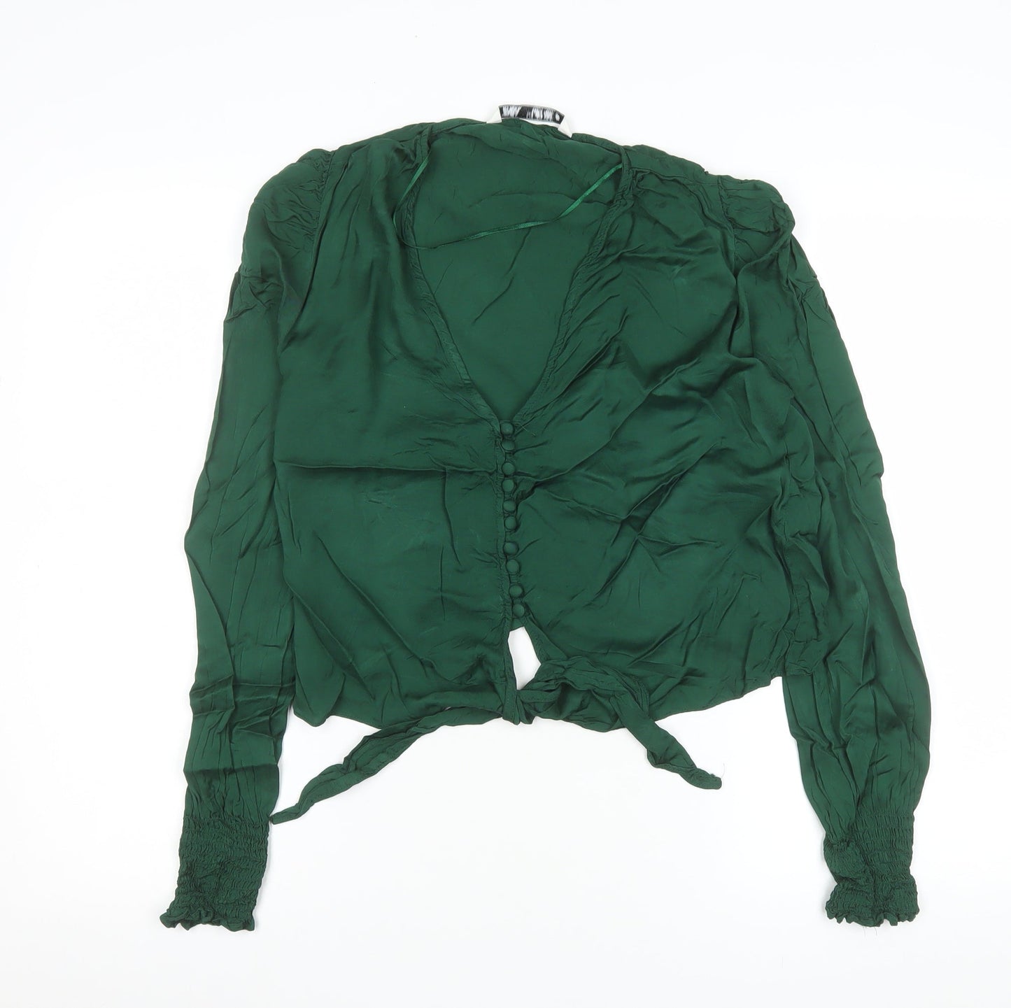 Womens UK Size S Zara Green Wrap Blouse