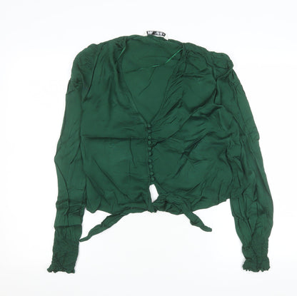 Womens UK Size S Zara Green Wrap Blouse