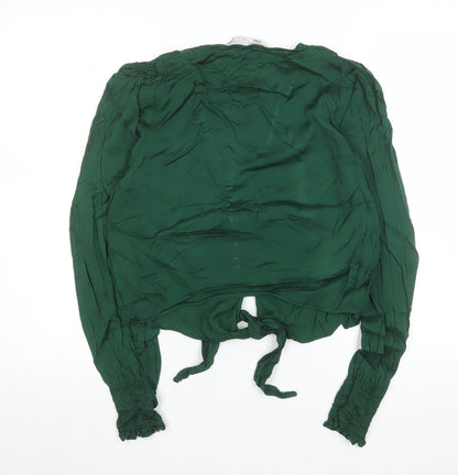 Womens UK Size S Zara Green Wrap Blouse