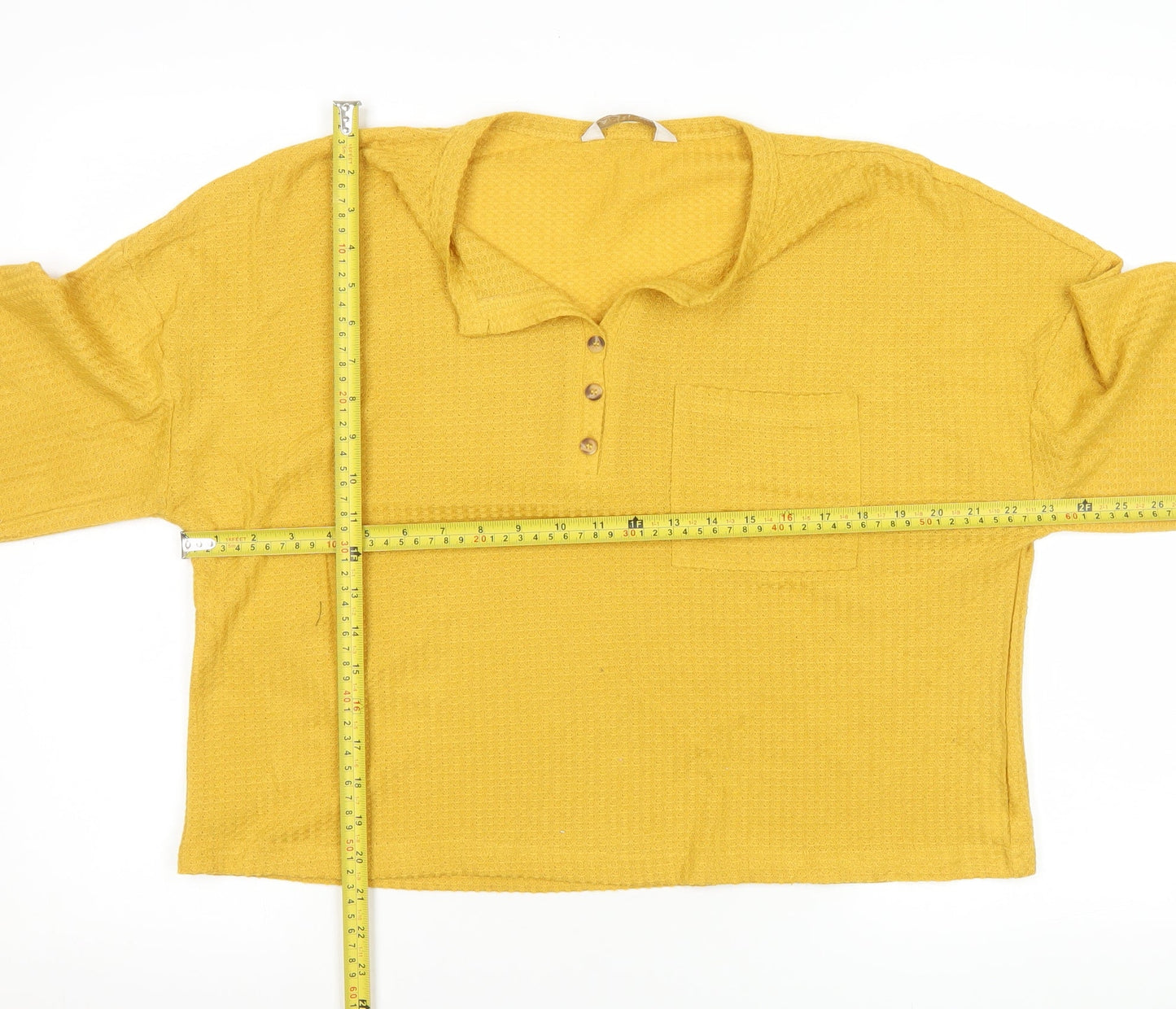 Womens UK Size 14 Apricot Yellow Basic Button-Up