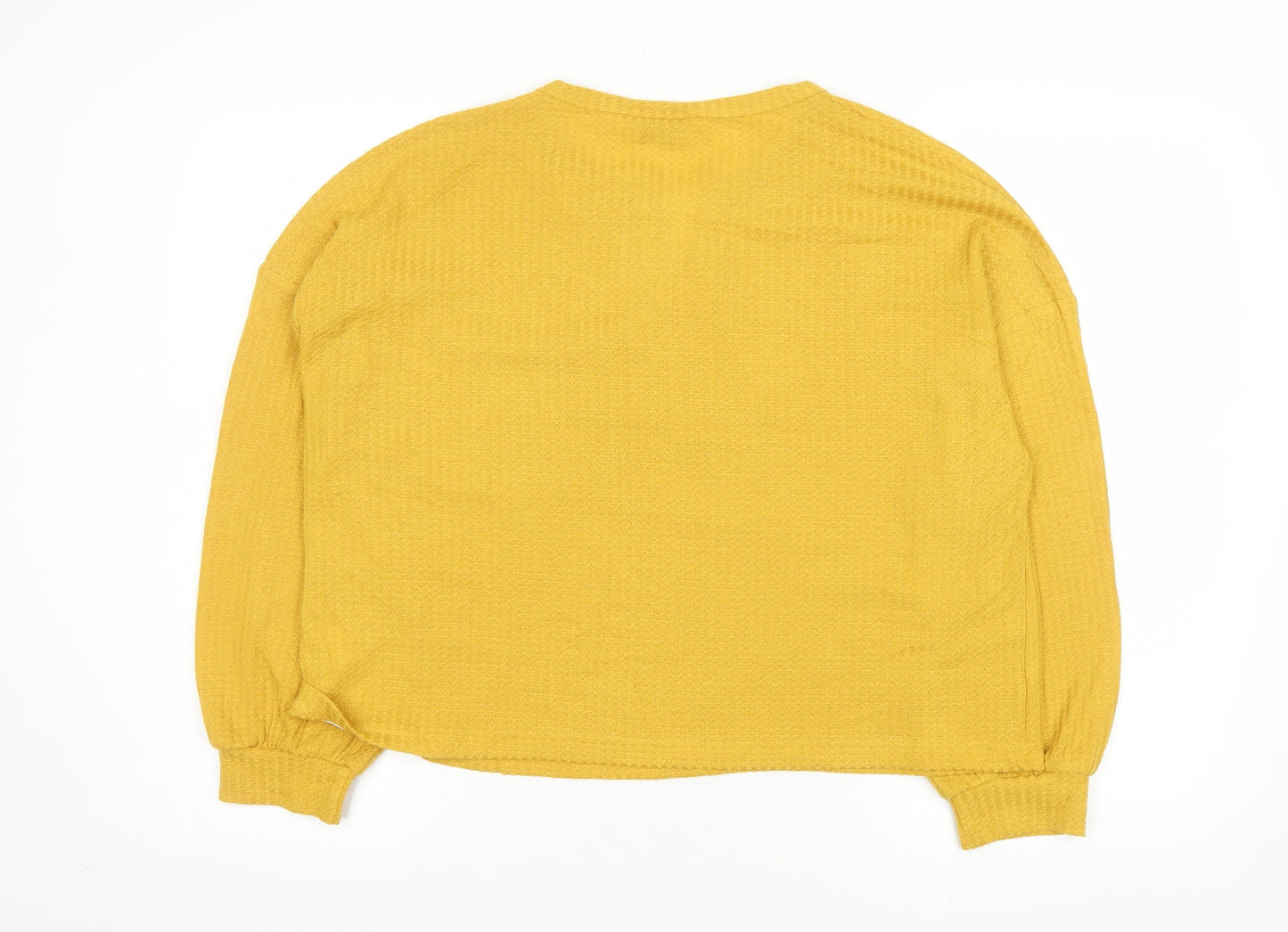 Womens UK Size 14 Apricot Yellow Basic Button-Up