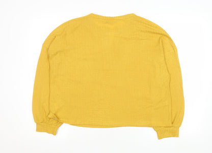 Womens UK Size 14 Apricot Yellow Basic Button-Up
