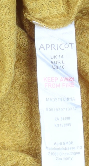 Womens UK Size 14 Apricot Yellow Basic Button-Up