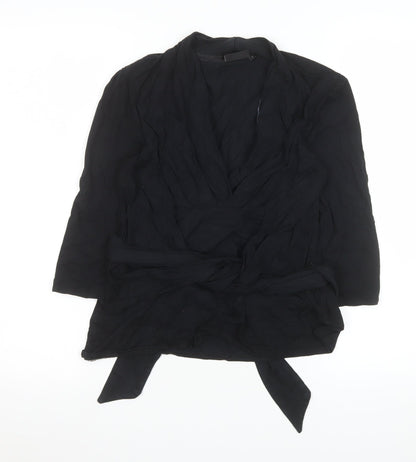 Womens UK Size 12 NEXT Black Wrap Blouse