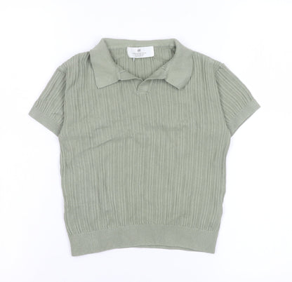Womens UK Size 2-4 H&M Green Basic Polo