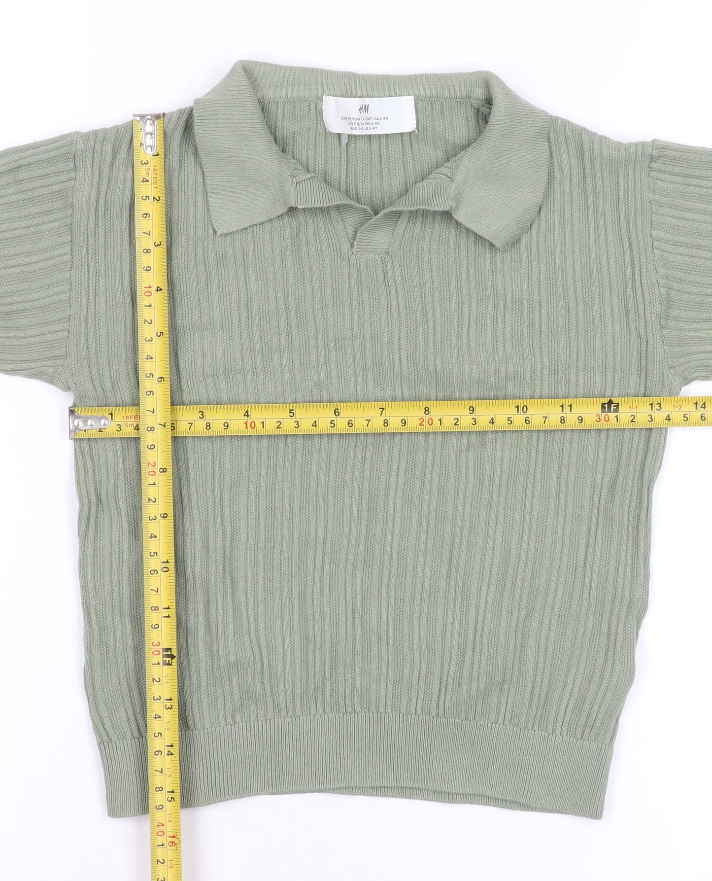 Womens UK Size 2-4 H&M Green Basic Polo