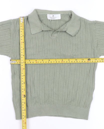 Womens UK Size 2-4 H&M Green Basic Polo