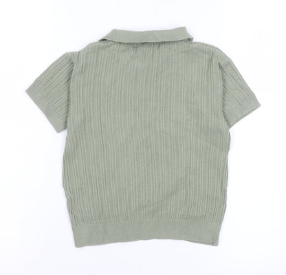 Womens UK Size 2-4 H&M Green Basic Polo