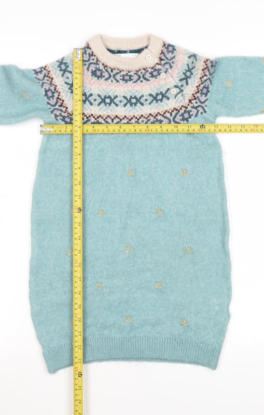 Girls UK Size 4-5 Years Marks and Spencer Green Pullover Jumper