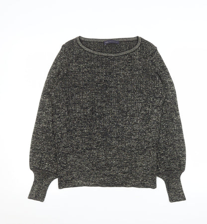 Marks and Spencer Womens Black Metallic Knit Medium Pullover Jumper
