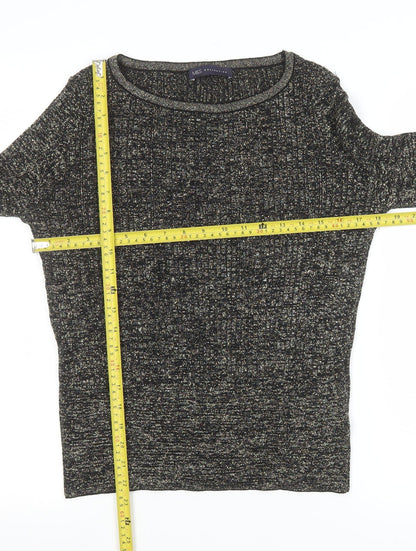 Marks and Spencer Womens Black Metallic Knit Medium Pullover Jumper