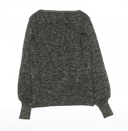 Marks and Spencer Womens Black Metallic Knit Medium Pullover Jumper