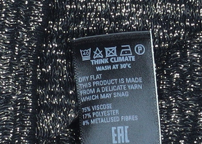 Marks and Spencer Womens Black Metallic Knit Medium Pullover Jumper