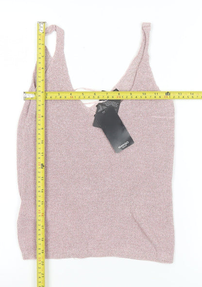 Mango Women Pink Knit Camisole Tank Top Size 8