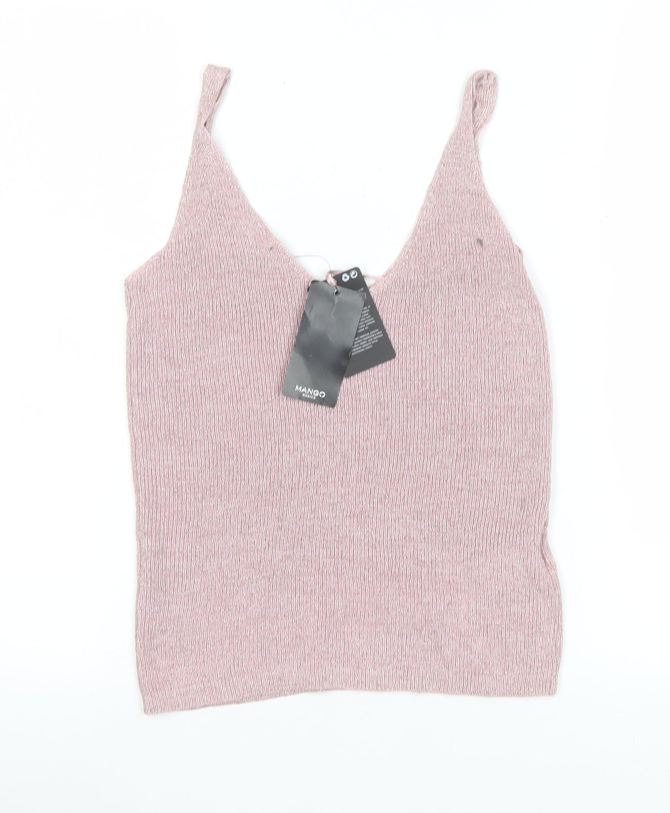 Mango Women Pink Knit Camisole Tank Top Size 8
