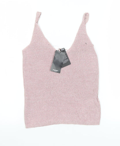 Mango Women Pink Knit Camisole Tank Top Size 8