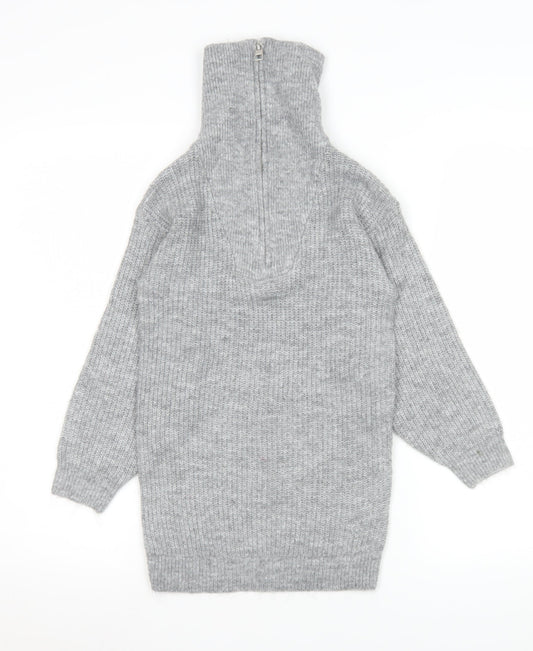 I Love Girlswear Grey Knit High Neck Pullover Sweatshirt Age 8 Years
