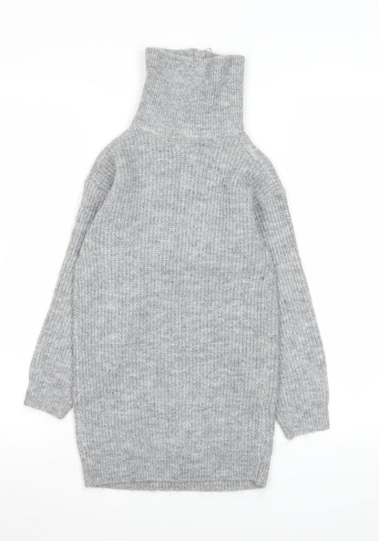 I Love Girlswear Grey Knit High Neck Pullover Sweatshirt Age 8 Years