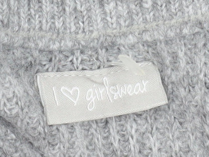 I Love Girlswear Grey Knit High Neck Pullover Sweatshirt Age 8 Years