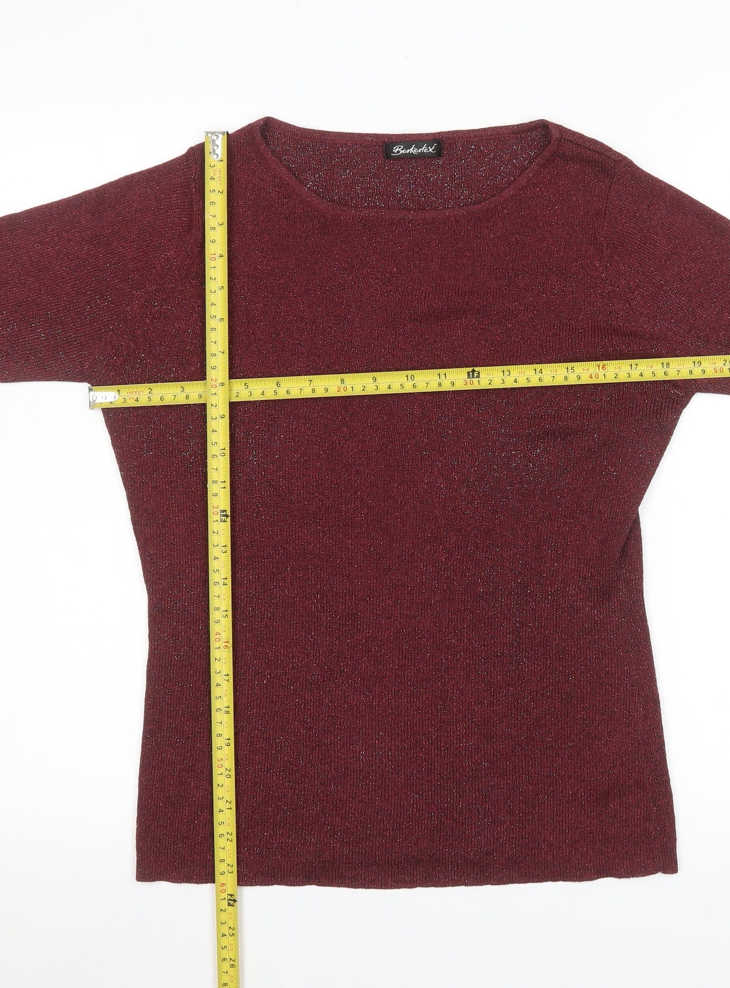 Womens UK Size 10-12 Berkertex Red Basic Blouse