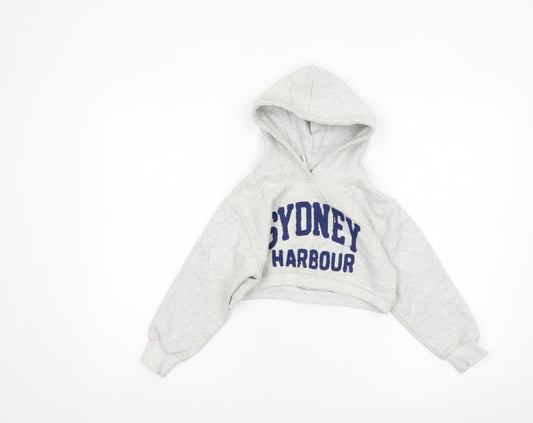 Girls UK Size 8-9 Years Zara Grey Pullover Hoodie