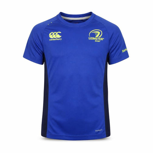 Front view of Canterbury boys’ blue leinster rugby vapodri athletic t-shirt 10 years