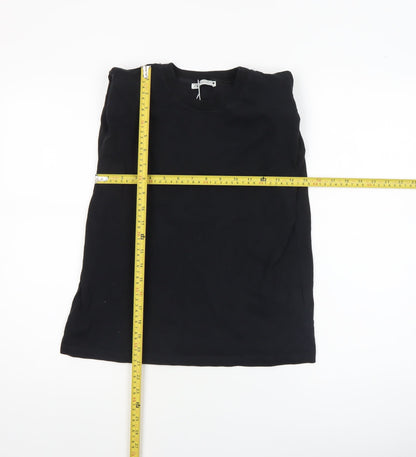Womens UK Size S Zara Black Basic T-Shirt