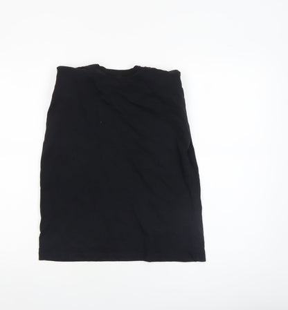 Womens UK Size S Zara Black Basic T-Shirt