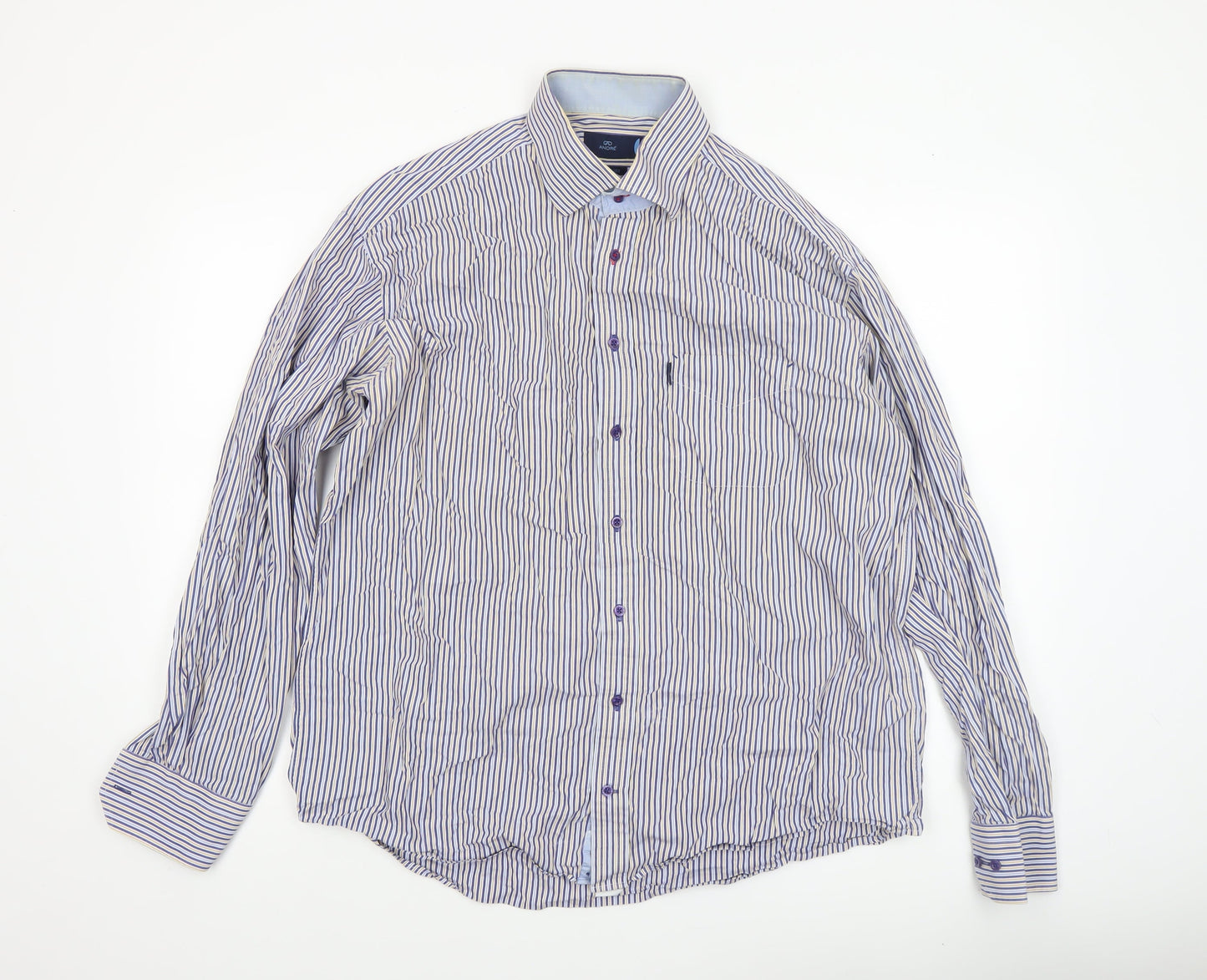 Mens UK Collar Size XL André Smart Blue  Dress Shirt