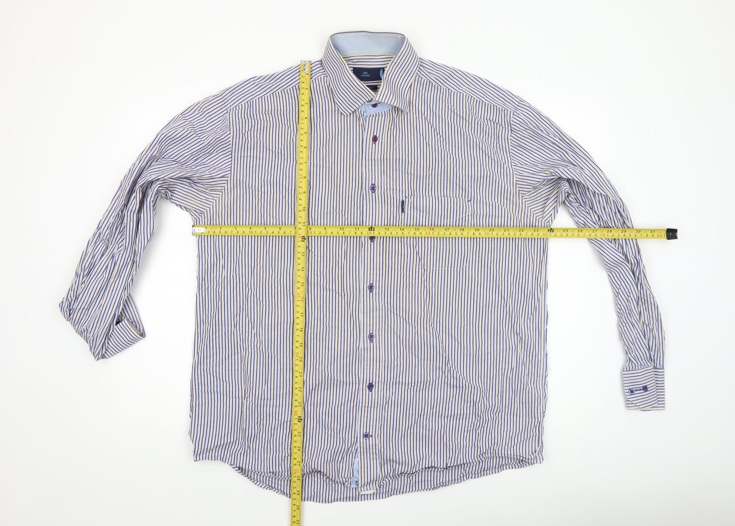 Mens UK Collar Size XL André Smart Blue  Dress Shirt