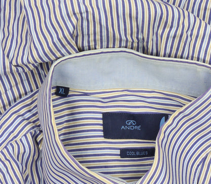 Mens UK Collar Size XL André Smart Blue  Dress Shirt