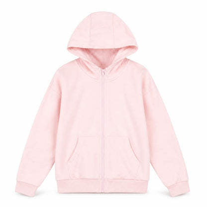 Front view of Dunnes girls’ pink full zip hoodie 9-10 years cotton blend