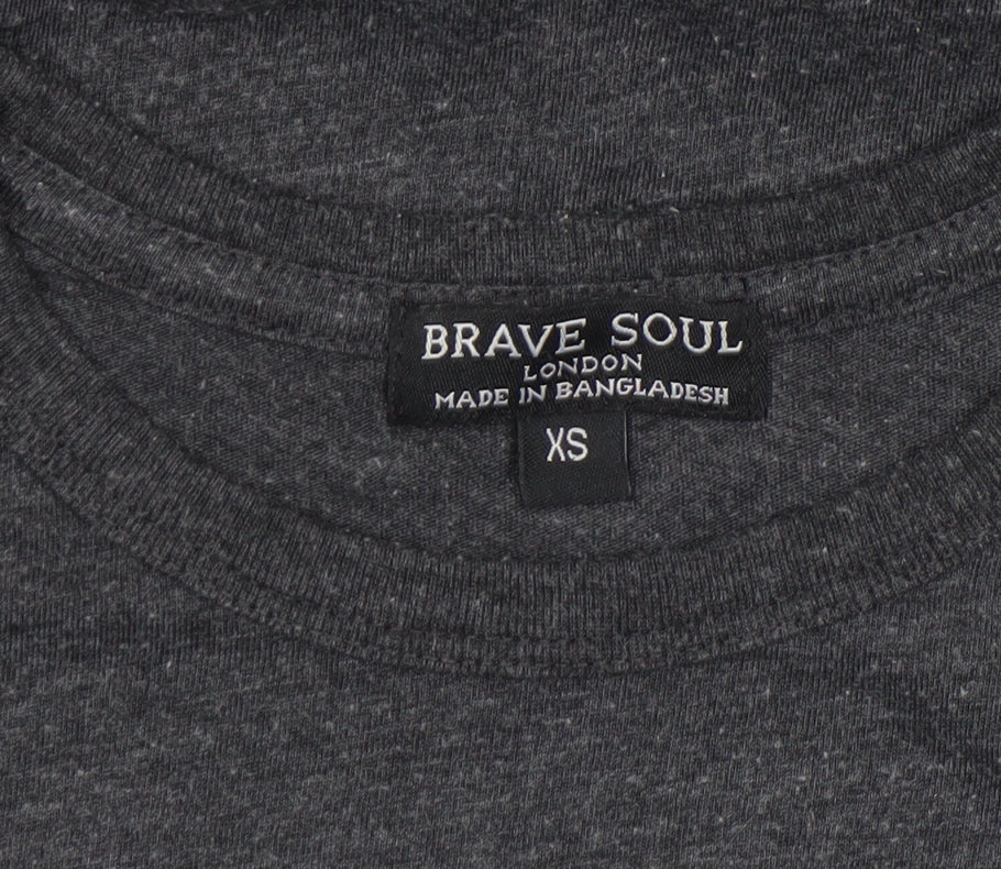 Womens UK Size XS Brave Soul Grey Basic T-Shirt