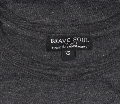 Womens UK Size XS Brave Soul Grey Basic T-Shirt