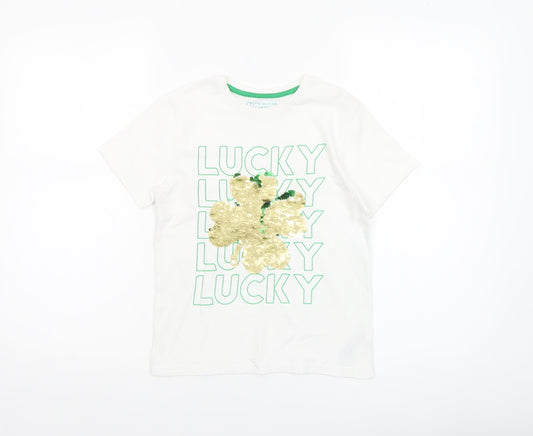 Girls UK Size 7-8 Years Primark White Basic T-Shirt