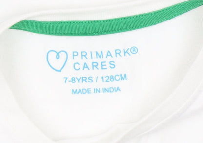 Girls UK Size 7-8 Years Primark White Basic T-Shirt