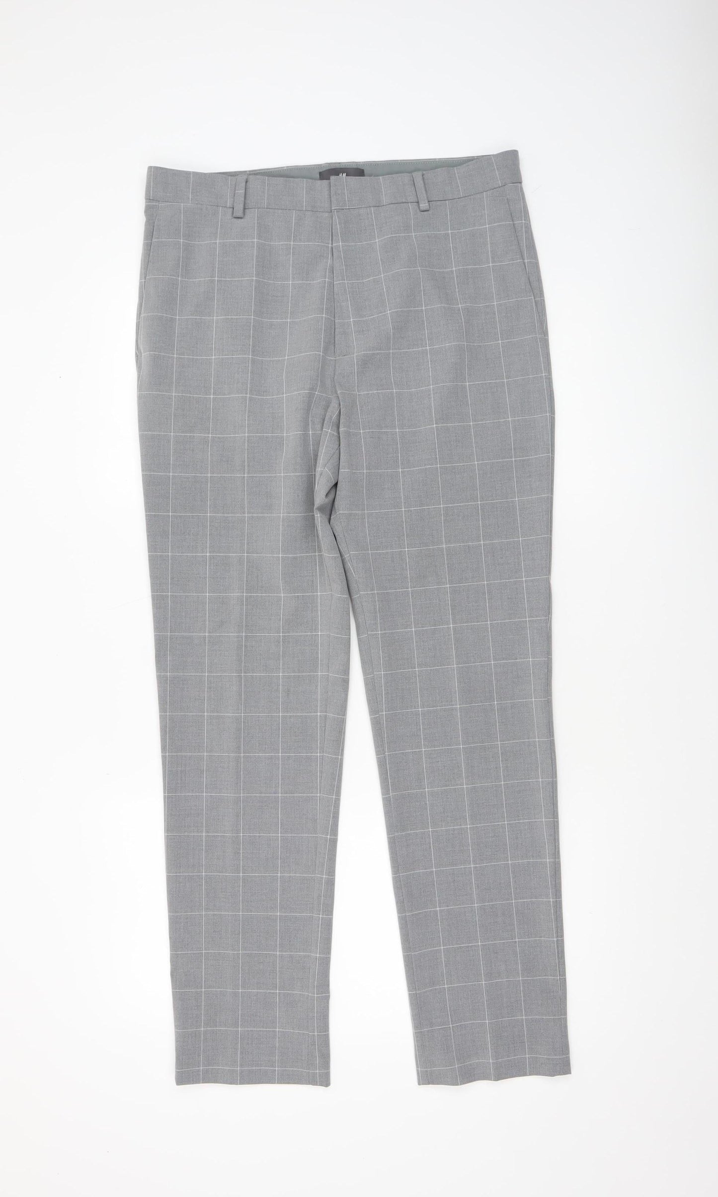Mens UK Size M H&M Slim Fit Dress Pants Grey Trousers