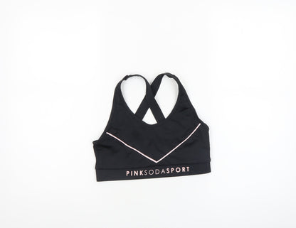 Pink Soda Sport Women Black Size 10 Sports Bra Racerback Medium Support