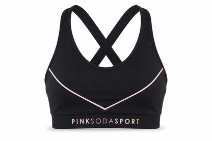 Pink Soda Sport Women Black Size 10 Sports Bra Racerback Medium Support