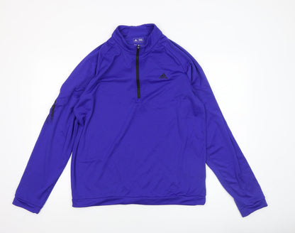 Mens UK Size M adidas Purple 1/4 Zip Sweatshirt