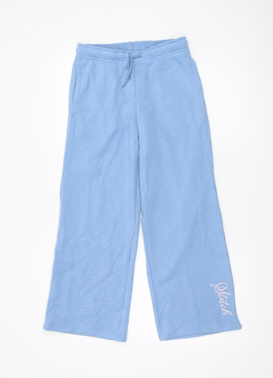 Girls UK Size 10-11 Years Marks and Spencer Regular Fit Sweatpants Blue Trousers