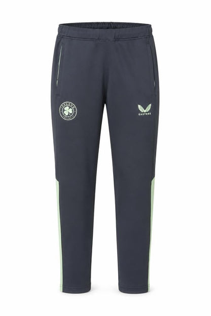 Front view of Castore boys’ black track pants 11 years tapered fit football trousers