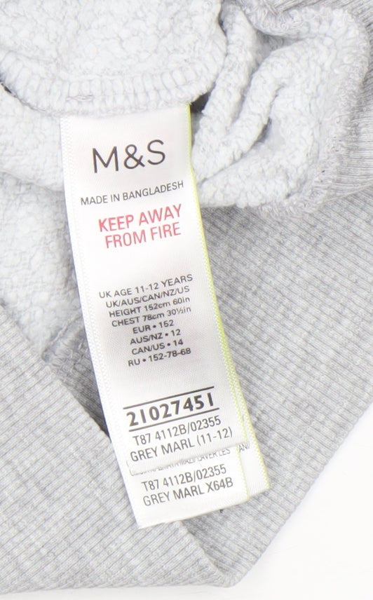 Boys UK Size 11-12 Years Marks and Spencer Grey Pullover Hoodie