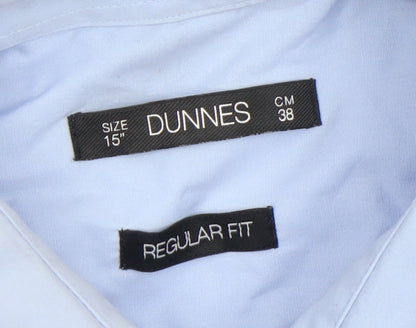Mens UK Collar Size 15 Dunnes Smart Blue  Dress Shirt